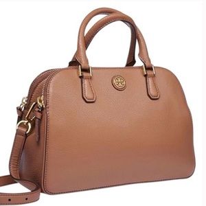 Tory Burch Robinson Pebbled Double Zip Satchel